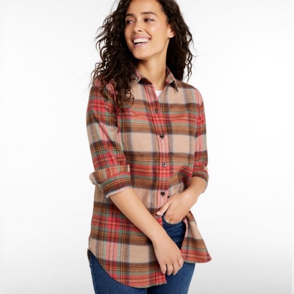 L.L. Bean Medium NEW Scotch Plaid Shirt Antique Dress Stewart Relaxed Fit - Picture 2 of 8